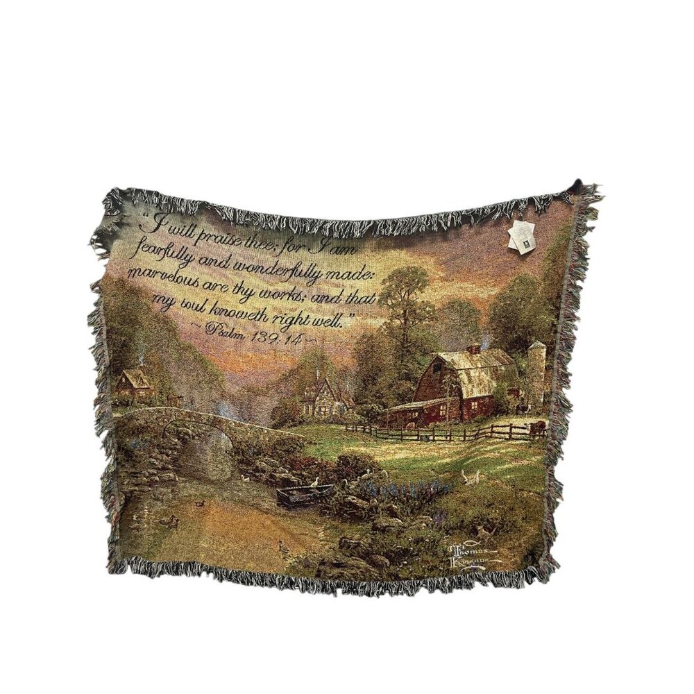 Thomas Kinkade Woven Throw Blanket 48x60‎ Psalm 139:14 Scenic